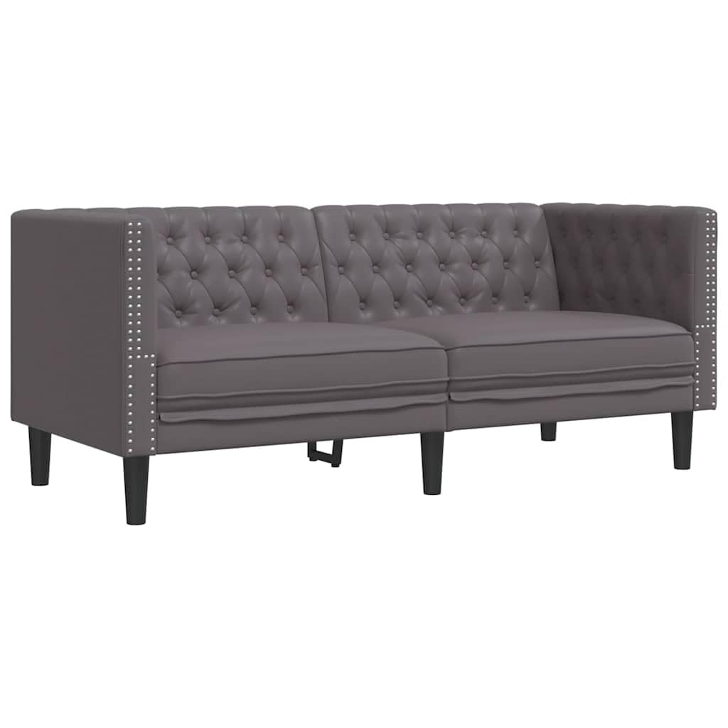 Générique Ensemble de canapé Chesterfield 3 pcs Gris Similicuir,Meubles, Canapés, Gris (Poids 74.65KG)