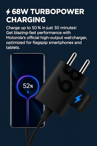 Image of Original 68W Turbo Power USB C Charger Compatible with Motorola Edge 60 Pro /Fusion /Edge 50 Fusion, Edge 50 Ultra /50 Pro /Razr 50 Ultra /Moto G84 /G45 /G54 /E40 /G35, 68 w Turbopower Fast Charging Adapter