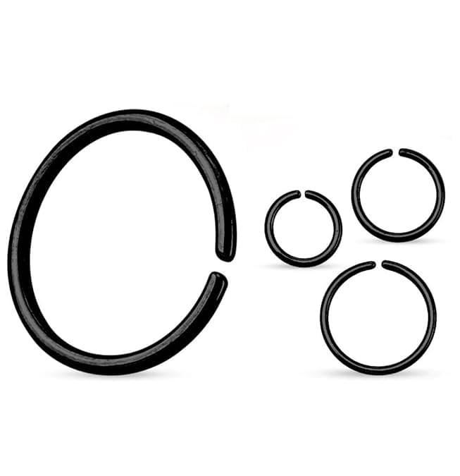 Fictional Accessories Black Nose Ring Hoop for Women, Plain Round Open Nose Pin, Lightweight Traditional & Modern Nose Jewellery, 12 Pieces-image-36