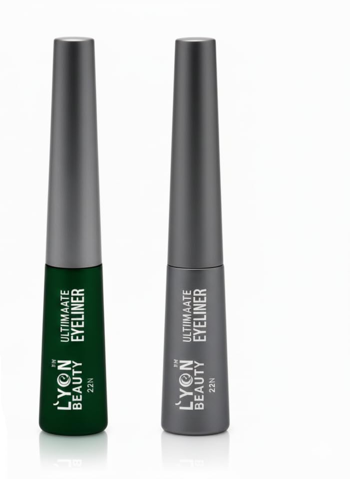 UNDERBLOOM Lyon Beauty Ultimate Eyeliner Set, Black Green Gray, Waterproof Liquid Pen, Matte Finish, Long-Lasting Formula, Professional Makeup Eyeliner. (Green + Grey)-picture-12