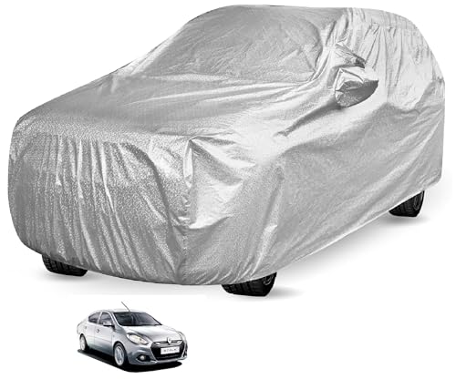 Image of Auto Hub Waterproof Car Cover Compatible with Renault Scala with Mirror Pocket, Soft Cotton Lining, Waterproof Scala Car Cover- Metallic Silver