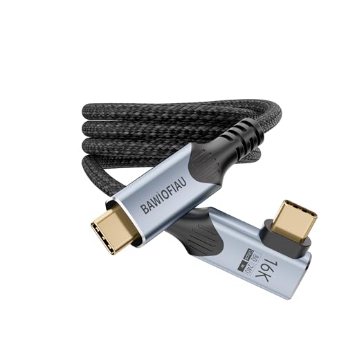 cable datos usb c largo 2M Compatible con thunderbolt 5/4 90 grados,Tasa de Transferencia 40Gbps,HD 16K@60Hz/8K@120Hz 240W cable usb c carga rapida,para Monitor, portátiles Type-C, hub,Docking Station