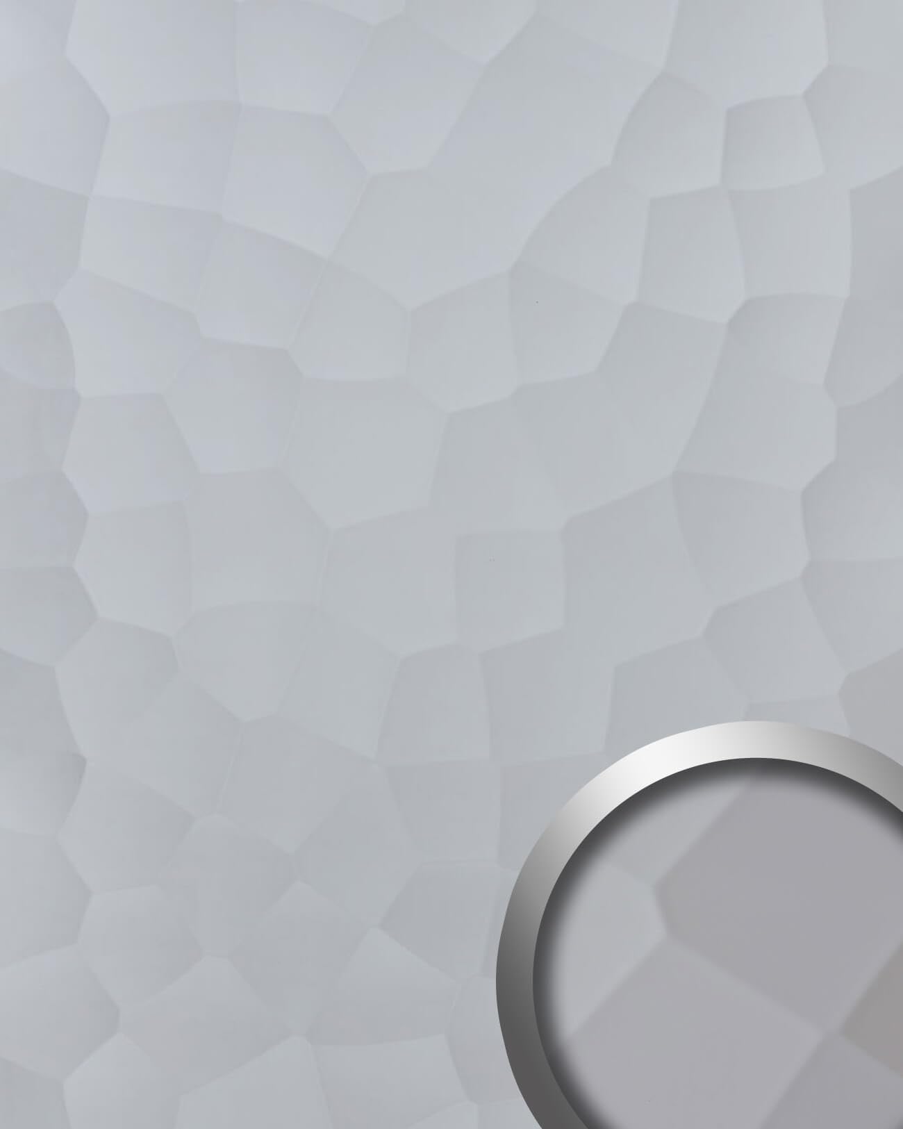 Panel de pared autoadhesivo 3D aspecto metal 30965-SA FACET Silver Revestimiento mural gofrado espejo plata 2,6 m²