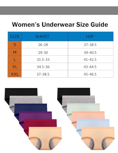 Jojoqueen Women'S Period Underwear,Mid Waist Solid Color Ladies Underwear Briefs Multipack Menstrual Panties For Women thumb #6