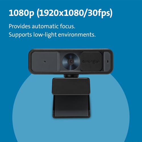 Image of Kensington W2000 1080P Auto Focus Webcam, Full HD 1080P /30fps Webcam with Microphone for Video Conferencing, Software Control, Privacy Shutter, Compatible with Zoom /Skype /Teams (K81175WW)