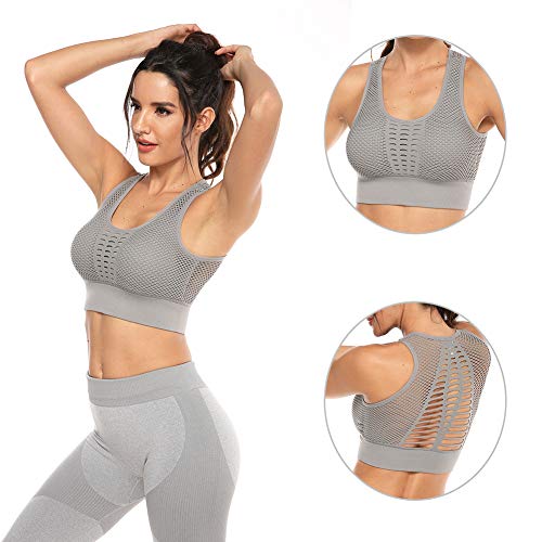 Image of SEASUM Women's Longline Sport Bra Seamless Yoga Crop Top Medium-Low Support Workout Bra