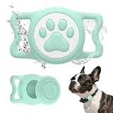 WhoseID Apple Airtag Holder for Dog Collar - IPX8 Waterproof, Lightweight & Soft Silicone Case for Air Tag, Adjustable Fit Dog Cat Pet Collars (Green, 1Pack)