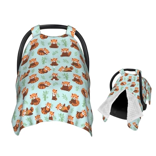 Muishi Cute Cartoon Red Panda Baby Car Seat Canopy Nursing Cover for Newborn Car Seat Breastfeeding Covers Blanket Newborn Shower Gift