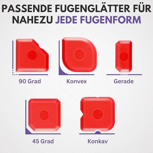 Filzada® Silikon Abzieher Fugen - 5er Set - Fugenglätter Silikon - Profi Silikon Fugenglätter - Silikonfugen Abzieher - Fugenspachtel - Silikonspachtel - Silikonabzieher/Fugenabzieher 5 pcs