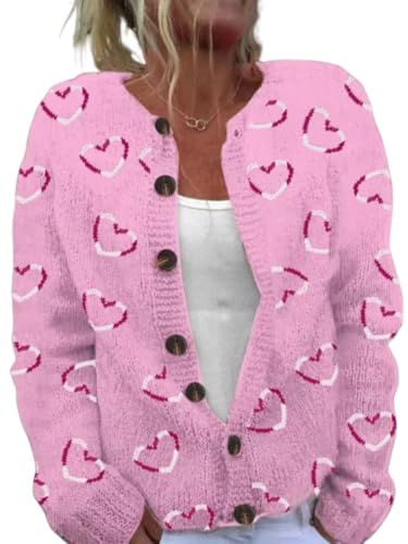 Image of Women's Funny Fall Winter Animal Floral Christmas Tree Long Sleeve Button Knit Cardigan Sweater