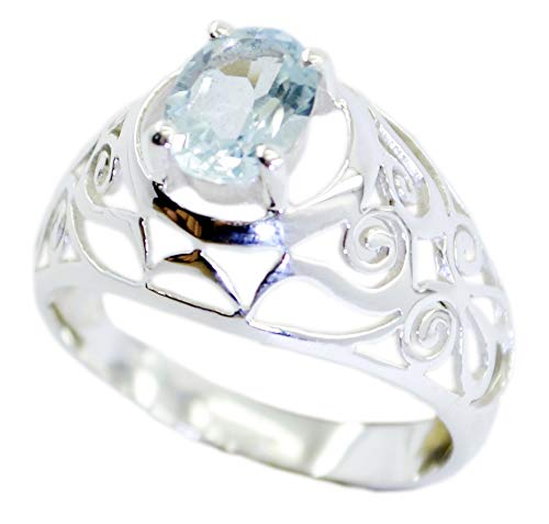 Bague bleue naturelle en argent sterling 925 RIYO pour femme