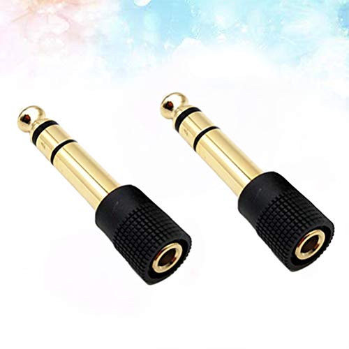 Mobestech 5 Pcs Cobre banhado a ouro 6,5 mm Macho para 3,5 mm Fêmea Conector de Áudio Microfone Adap