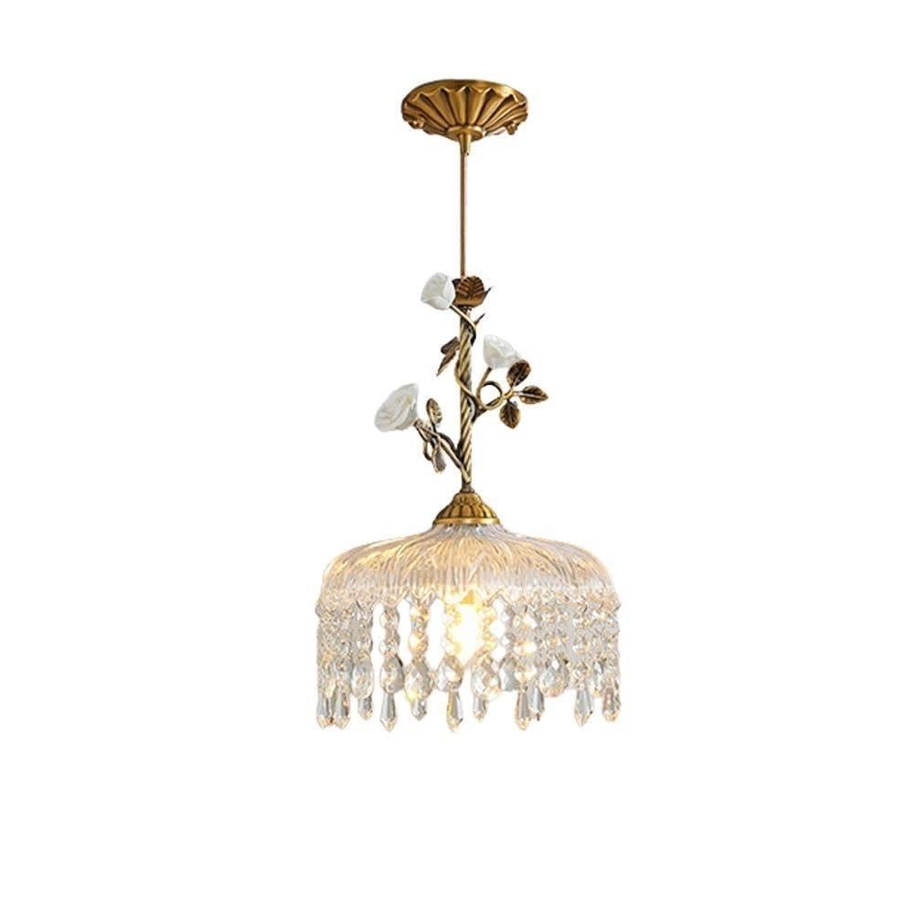 Lampada a sospensione paralume vetro stile campestre francese floreale