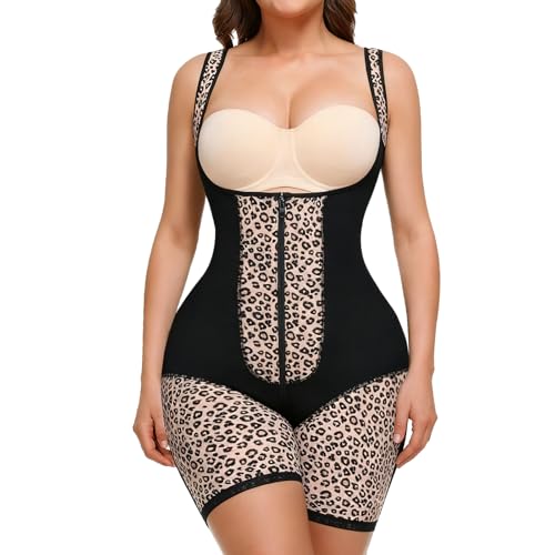 Voxshe Women's Fajas Colombianas Moldeadoras Postpartum Tummy Control Body Shaper Leopard Printed Shapewear Butt Lifter SW11-S, Black - image 1