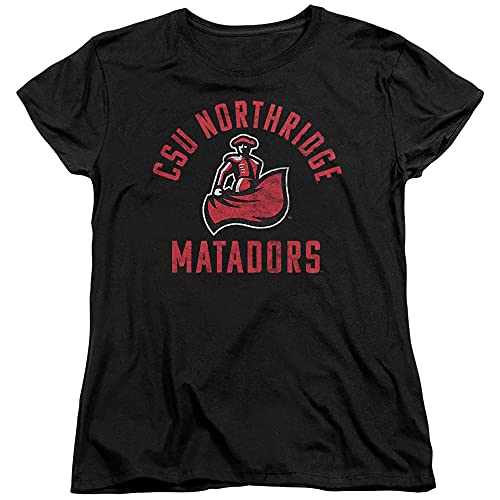 California State Univeristy Northridge Official Matadors Logo Women's T Shirt, Black, Large