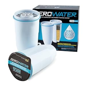 ZeroWater Official Replacement Filter – 5-Stage 0 TDS Filter Replacement – System IAPMO Certified to Reduce Lead, Chromium, and PFOA/PFOS, 2-Pack, White