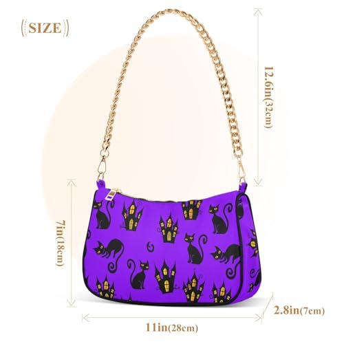 Black Cats Shoulder Bag for Women, Handbag with Chain Strap, Soft Purse Tote Bag for Ladies2