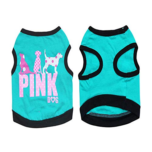 Deruila 2Pack Dog Clothes For Small Medium Dog Boy Puppy Shirt For Chihuahua Yorkies Pet Dog Cat Pink Print Soft Sweatshirt Breathable Comfortable Cute Vest Apparel #TOP3