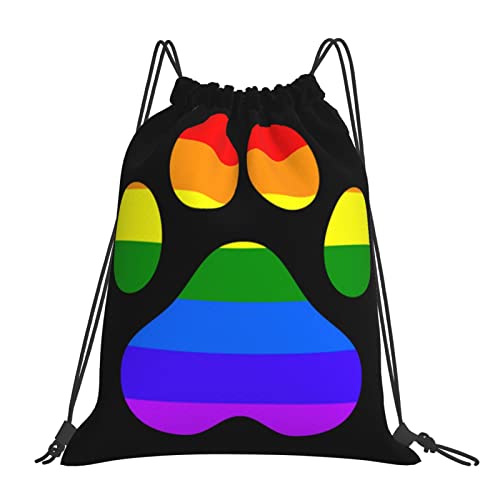 Lgbt Gay Lesbian Furry Paw Pride Rainbow Outdoor Drawstring Bags Gym Bag Fashion Simple, Suitable For Men And Women, Young And Old