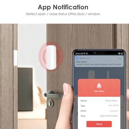 Mengshen 2 Pack Sensor Ventana WiFi Sensor Contacto Inteligente Alertas Aplicaciones Seguridad Hogar Funciona Dispositivos Tuya Smart Life Compatible con Alexa Google Home - imagen 3