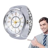 Genérico Ring Clock - Vintage Quartz Finger Watch | Creative Round Rings Watch | Adjustable Retro Mini Clock Ring Birthday Gift Women Men, Silver Number 2, Vedi la descrizione