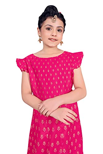 Image of Jwalin Girls Maxi Dress (JWGDRS00049 PNK 40 PINK 13 Years-14 Years)