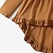 PATPAT Toddler Kids Girls 2Pcs Clothes Set Bowknot Design Ruffle Hem Long Sleeve Top and Floral Print Pant Sets Fall Spring Outfits, Brown,5-6 Years