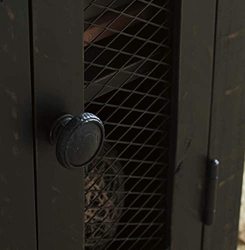 Signature Design By Ashley Valebeck Rustic Farmhouse Chair Side End Table With Cabinet Door, Distressed Black #TOP5