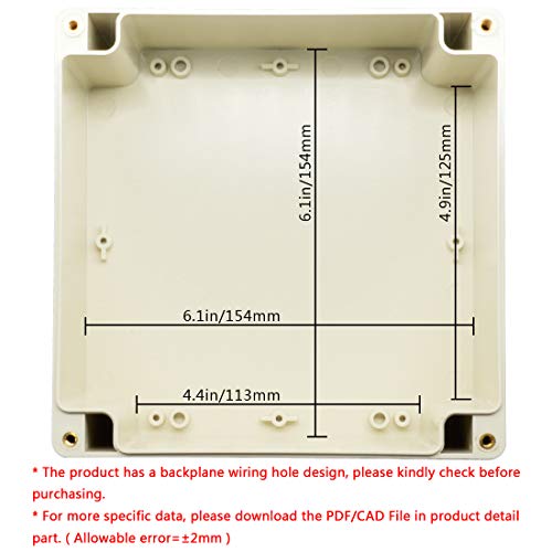 Lemotech Waterproof Dustproof Ip65 Abs Plastic Junction Box Universal Electric Project Enclosure Pale Gray 6.3 X 6.3 X 3.54 Inch (160 X 160 X 90 Mm) #TOP4