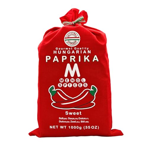 Menol Spices Autentica Paprika Dolce Ungherese in polvere (Dolce 1000g) Qualità Premium Gourmet, prodotto nella regione di Szeged, in Ungheria, rosso vivo, sapore incredibile