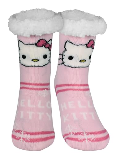 United Labels Hello Kitty Chaussettes de chalet - chaussons doux femme, chauds, rose, pointure 39-42