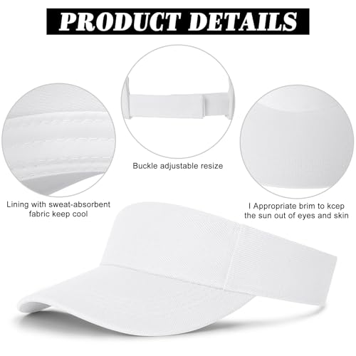 Image of 6 Pieces Sun Visor Hats for Women and Men Adjustable Sun Protection Cap Hats (One Size Adjustable)