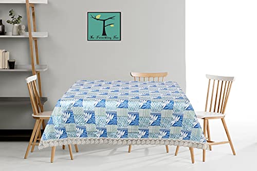 Image of The Furnishing Tree Waterproof Square Shaped Upto 6 Seater Printed Dining Table Cover Size 72x72 inches with White Border Lace