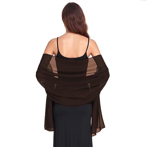 Van Der Rich ® - Estola de Gasa de Seda Bufanda Chal Ligero - Mujer (187-Chocolate)