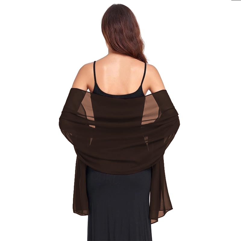 Van Der Rich ® - Étole en Mousseline de Soie Foulard Châle Léger - Femme (187-Chocolat)