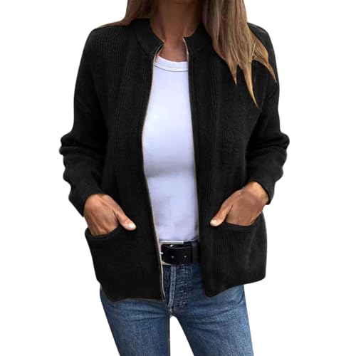 Cárdigan de Punto de Manga Larga para Mujer Chaquetón Mujer Invierno Abrigos Mujer 2018 (Black, XXXXL)