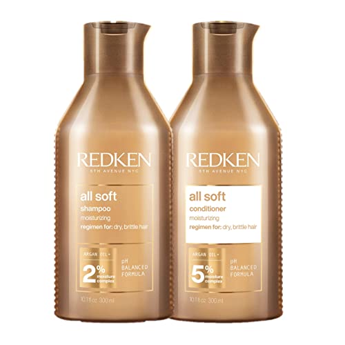 Redken | KIT Shampoo 300ml + Balsamo 300ml | Routine Professionale, Donna Idratazione e Brillantezza ai Capelli Secchi e Fragili, All Soft