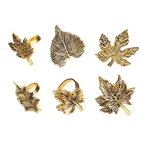 Alpha Living Home Fall Leaf Napkin Rings Set of 6, Napkin Rings Bulk for Party Decoration, Dinning Table, Everyday, Family Gatherings - A Great Tabletop Décor Cover