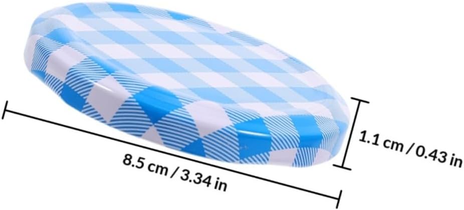 50 Pcs 63mm Tinplate Jam Jar Lids Checked Plaid Wide Mouth Canning Caps Leakproof Protective Covers for Glass Bottles and Canning Jars