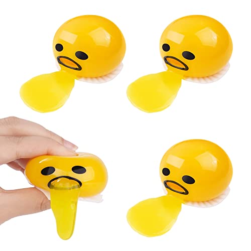 Ainiv Squeezing Egg Sensory Toys 4PCS Sucking & Puking Yolk Vomiting Egg Toy Fidget Pack Egg Stress Ball Yolk Vomiting for Stress Relief
