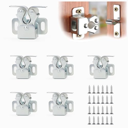 Funngy Chiavistelli per Porta,6 PCS Chiusure a Doppio Rullo per Armadietto Serrature per Porte di Armadietti Mobili e Ante Blocca Ante Chiavistelli per Porta