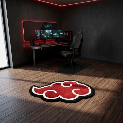 Anime-Inspired Red Pattern Round Area Rug Soft Plush Non-Slip Carpet for Bedroom Living Room & Gaming Setup