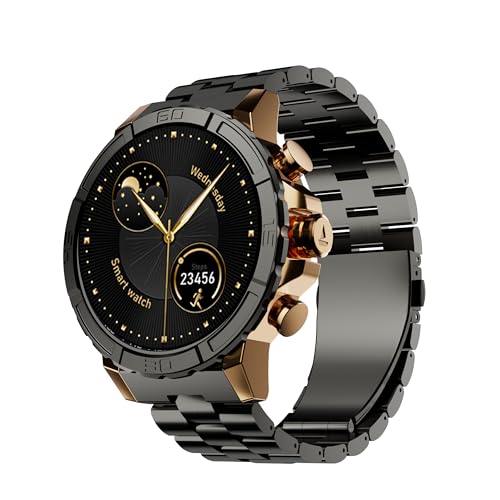 Image of Boat Enigma X700 Smart Watch w / 1.52 inch (3.8 cm) AMOLED Display,Premium Metal Body Design & Functional Crown,Advanced BT Calling, 200+ Cloud Watch Faces,World Clock, HR & SpO2,IP67(Copper Black)