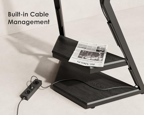 FITUEYES Design Corner TV Stand for 32 43 50 55 65 Inch TVs, Small Spaces Floor TV Stand Rolling TV Cart for LCD/LED Flat Curved Screens, Modern Living Room Television Stands, Eiffel Series, Black