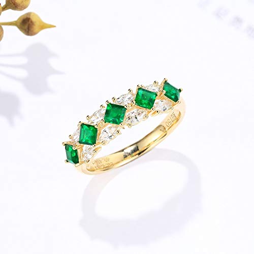 Ficha técnica Epinki Mujer 18K Oro Anillo 0.4ct Esmeralda Cuadrada Diamante de Marquesa Aniversario Compromiso Anillo de la Boda Talla 8 - Fernando Cortés