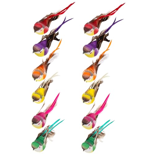 Oiseaux artificiels décoratifs, lot de 12 pièces de simulation en plumes et mousse pour DIY