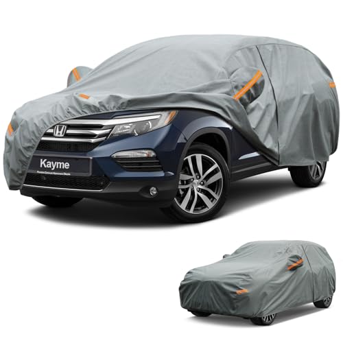 Image of Kayme Heavy Duty SUV Car Cover Custom Fit Honda Pilot(2008-2025), Waterproof All Weather for Automobiles, Full Exterior Covers Sun Rain UV Protection.