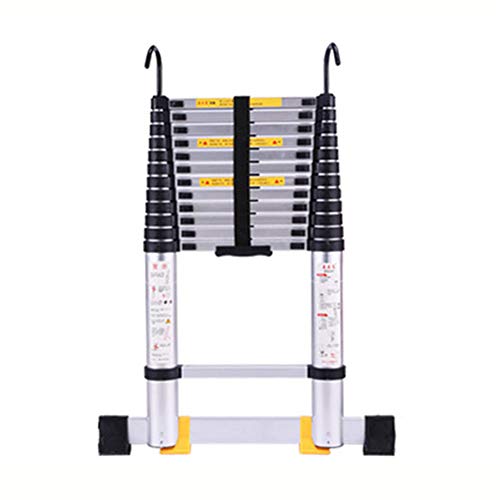 6.2M | 20ft Telescopic Aluminium Extension Ladder with Hook, Portable Extendable DIY Folding Straight Ladder for Home Loft Office Engineering Household