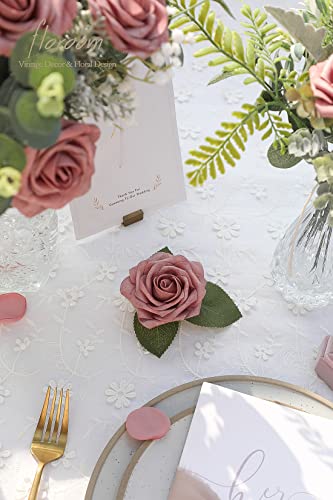 Floroom Artificial Flowers 25Pcs Real Looking Dusty Rose Foam Fake Roses With Stems For Diy Wedding Bouquets Bridal Shower Centerpieces Floral Arrangements Party Tables Home Decorations #TOP2