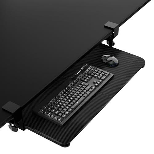 Image of ERGOMAKER Keyboard Tray Under Desk 65x30cm for Typing, Black Carbon Fiber